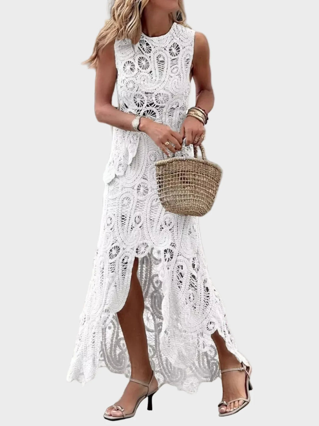 Crochet Sleeveless Tank and Skirt Set