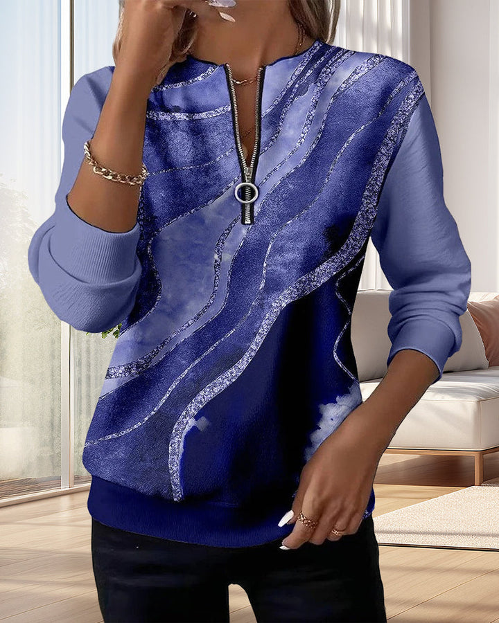 Half-Zip Sweatshirt with Vintage Print