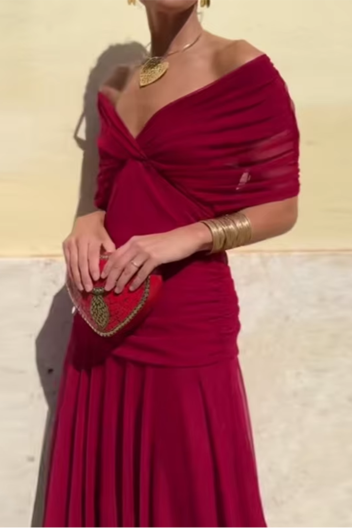 Nefeli - Elegant V-Neck Party Maxi Dress
