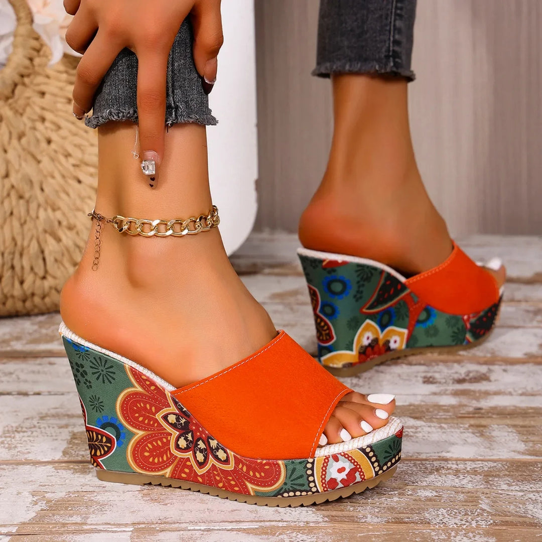Laerke - Floral Print Wedge Sandal