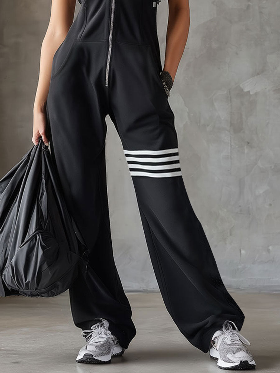 Brisa - Soft-Touch Sleeveless Hooded Jumpsuit