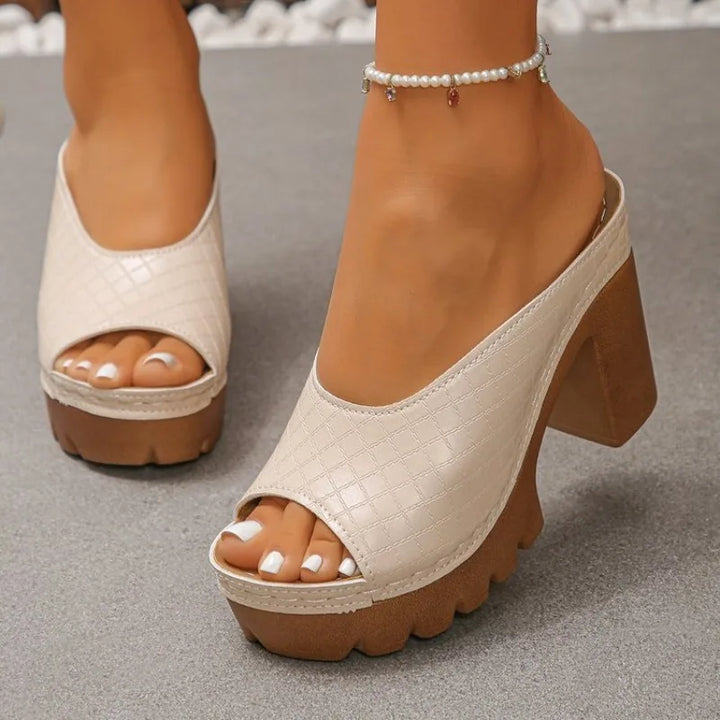Athena Block Heel Slides