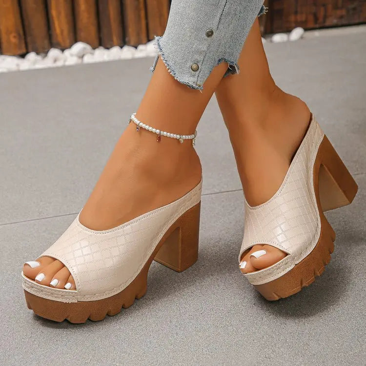 Athena Block Heel Slides