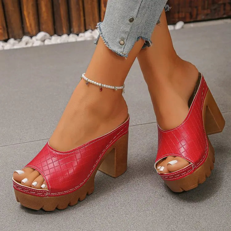 Athena Block Heel Slides