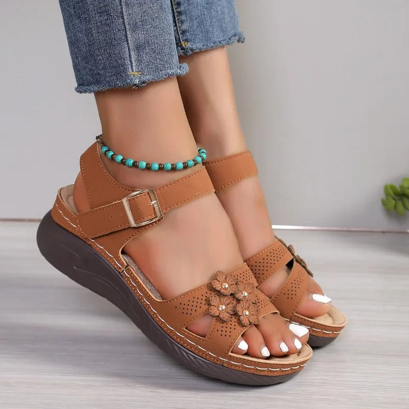 Patricia | Supportive Orthopedic Sandals with Floral Accent