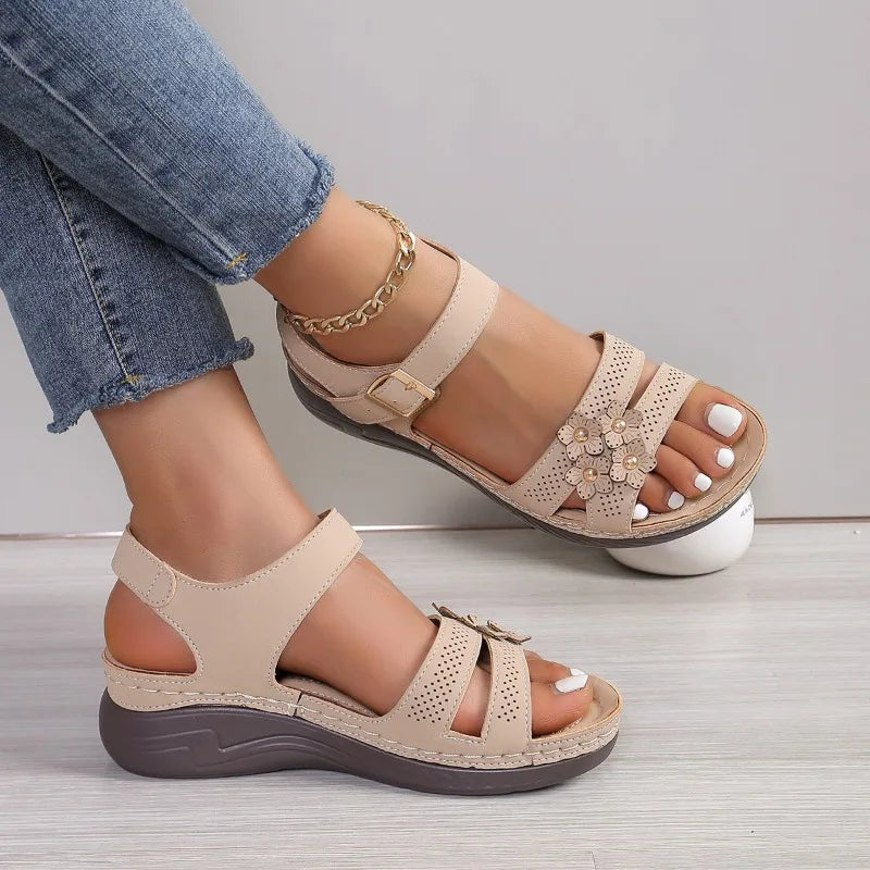 Patricia | Supportive Orthopedic Sandals with Floral Accent