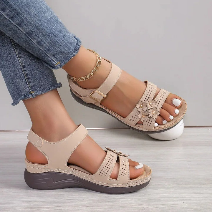Patricia | Supportive Orthopedic Sandals with Floral Accent