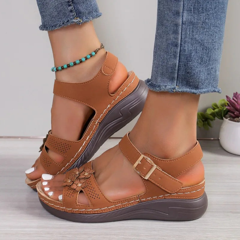 Patricia | Supportive Orthopedic Sandals with Floral Accent