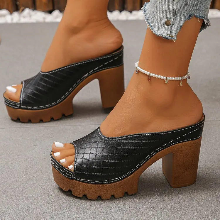 Athena Block Heel Slides
