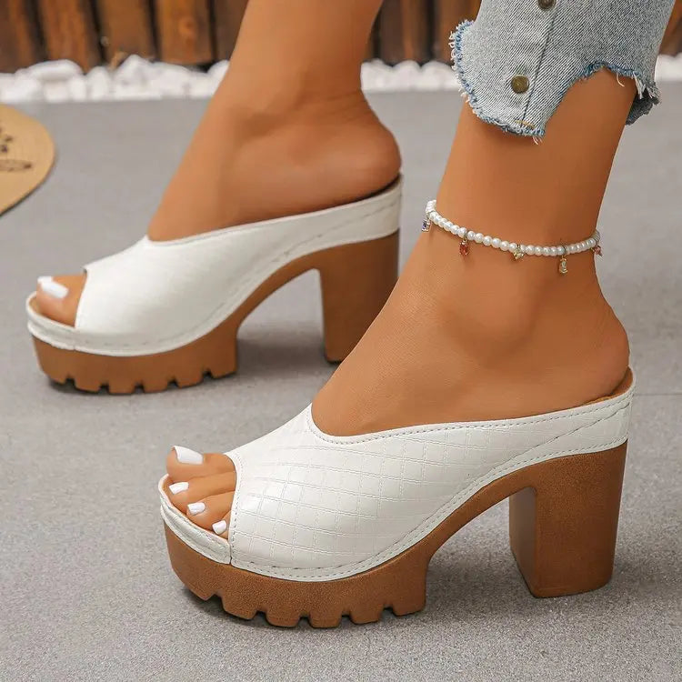 Athena Block Heel Slides