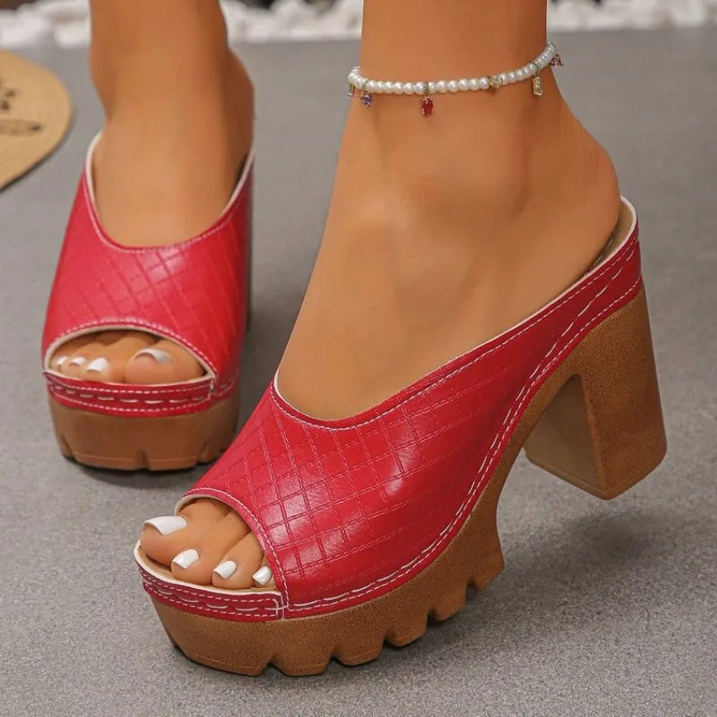 Athena Block Heel Slides
