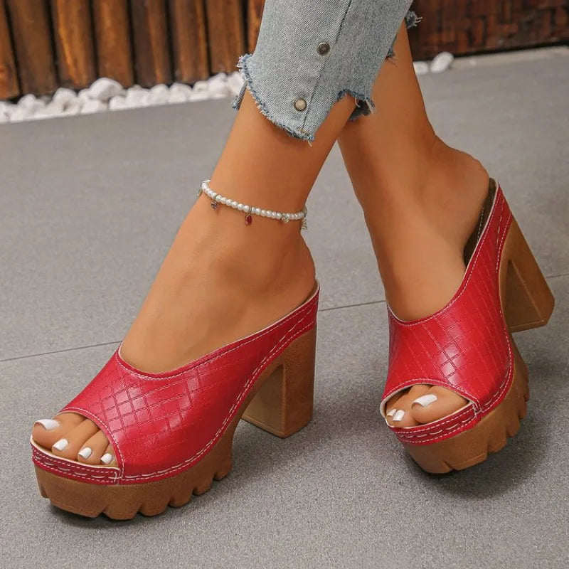 Athena Block Heel Slides
