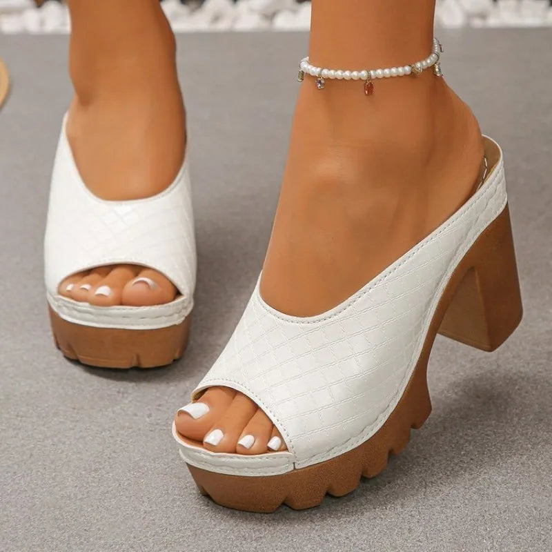 Athena Block Heel Slides