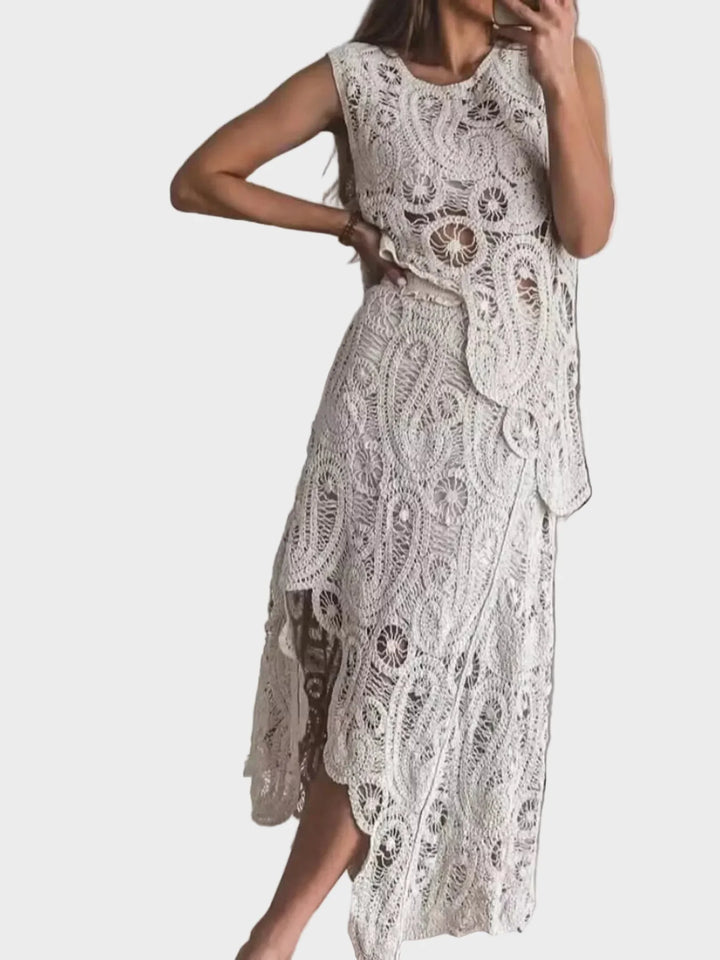 Crochet Sleeveless Tank and Skirt Set