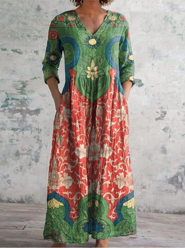 Elyressa™ | Vintage Floral Maxi Dress