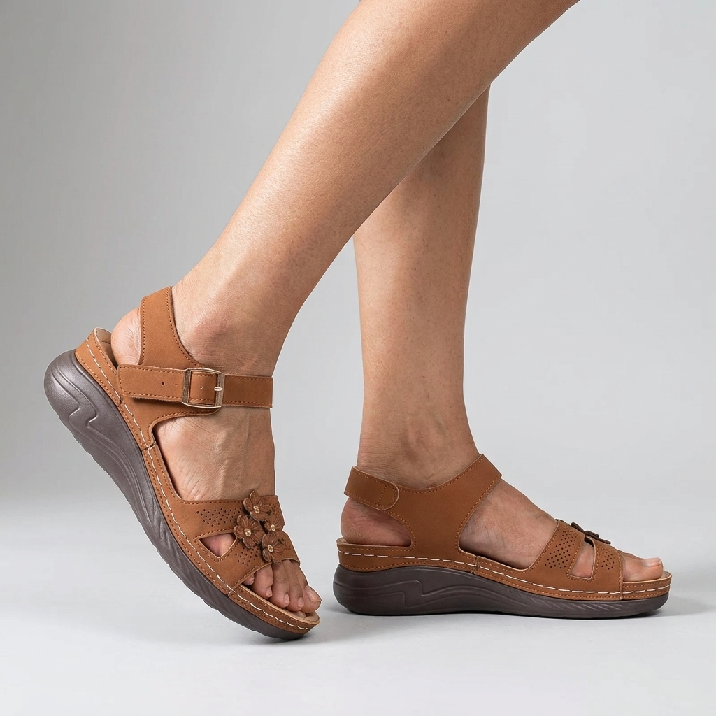 Patricia | Supportive Orthopedic Sandals with Floral Accent