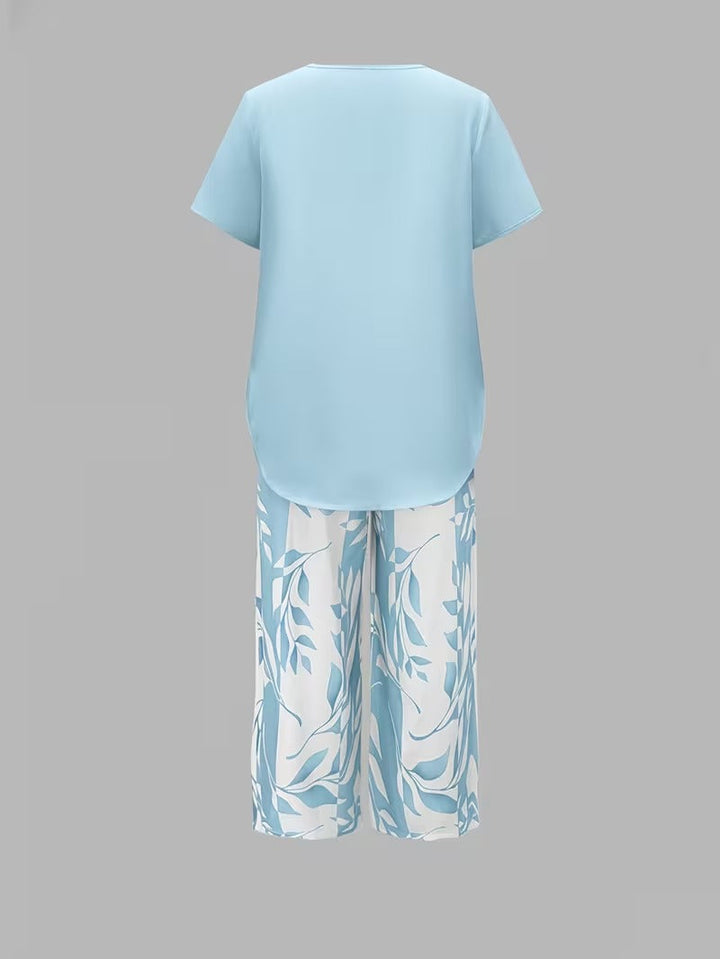 Elmyra™ | Casual Leaf Print Two-Piece Set