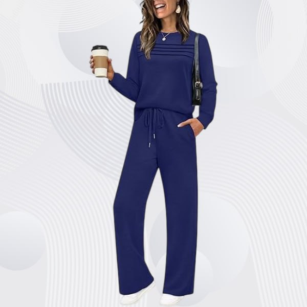 Women’s Crew Neck Lounge Set – Soft Cotton Top & Drawstring Pants