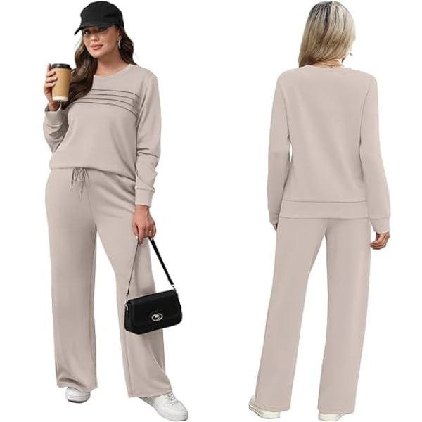 Women’s Crew Neck Lounge Set – Soft Cotton Top & Drawstring Pants