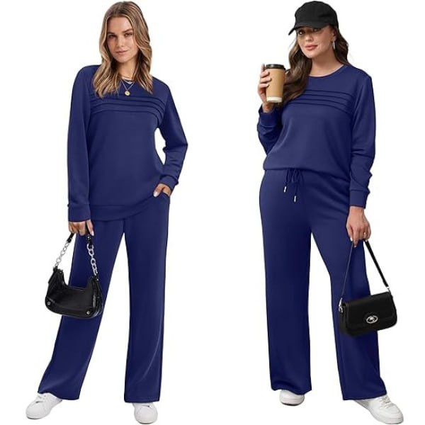 Women’s Crew Neck Lounge Set – Soft Cotton Top & Drawstring Pants